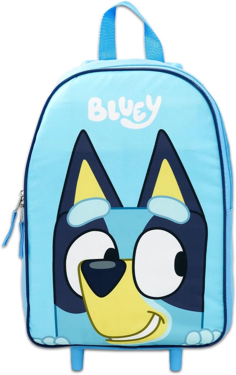 BLUEY طقم حقائب للأطفال - مجموعة مع 4 قطع حقيبة سفر 16 بوصة مع عجلات، زجاجة ماء، وأكثر | حقيبة سفر متحركة للأولاد والبنات - Image 2